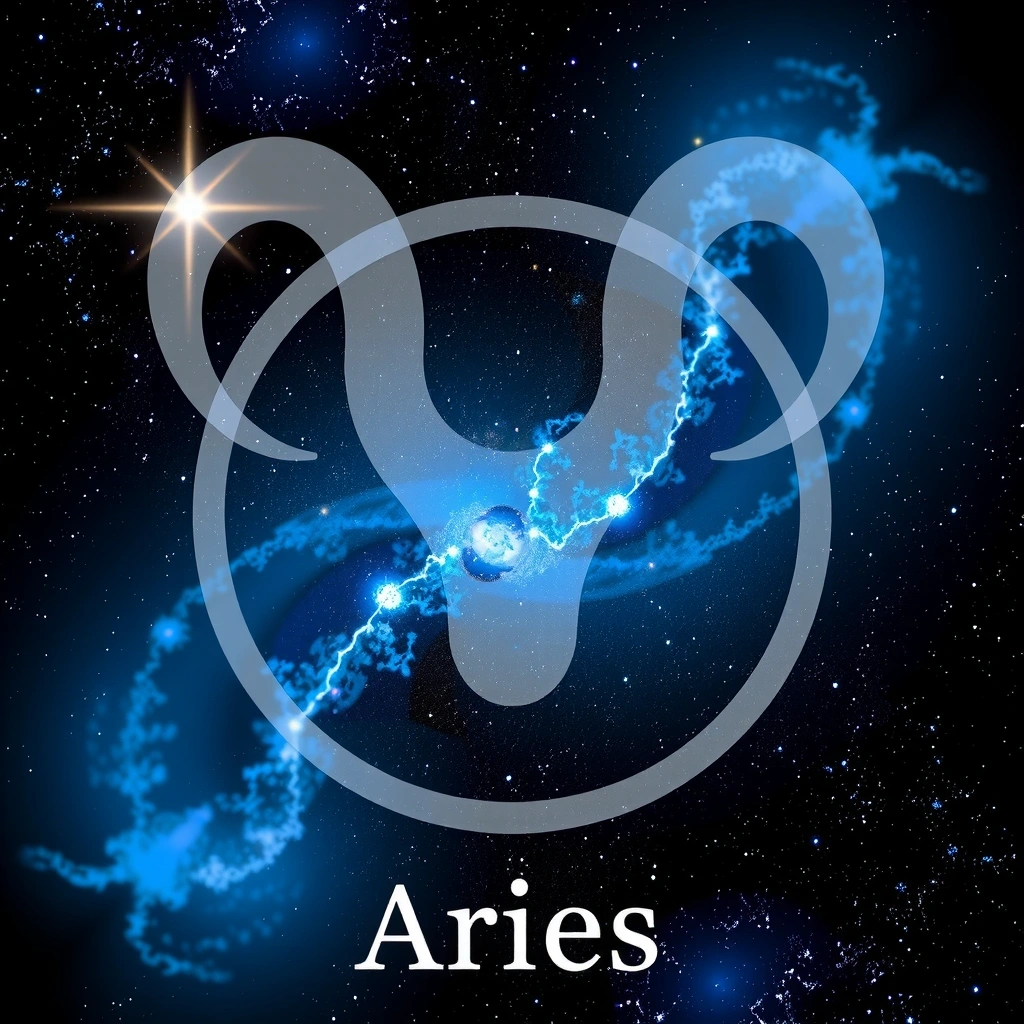 Baran znak zodiaku w kosmicznym tle z gwiazdami i mgławicami