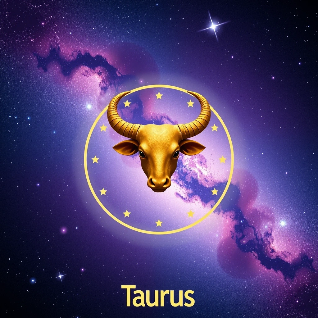 Znak zodiaku Byk w kosmicznym tle z gwiazdami i mgławicami