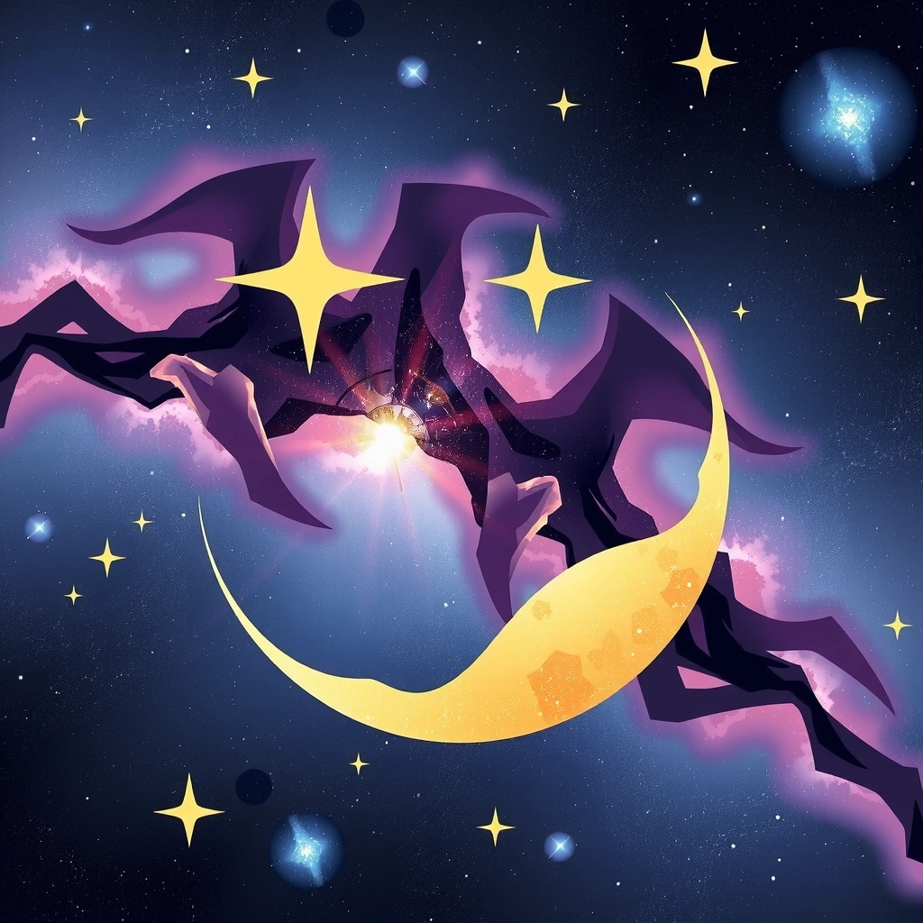 Koziorożec - znak zodiaku w otoczeniu gwiazd i mgławic