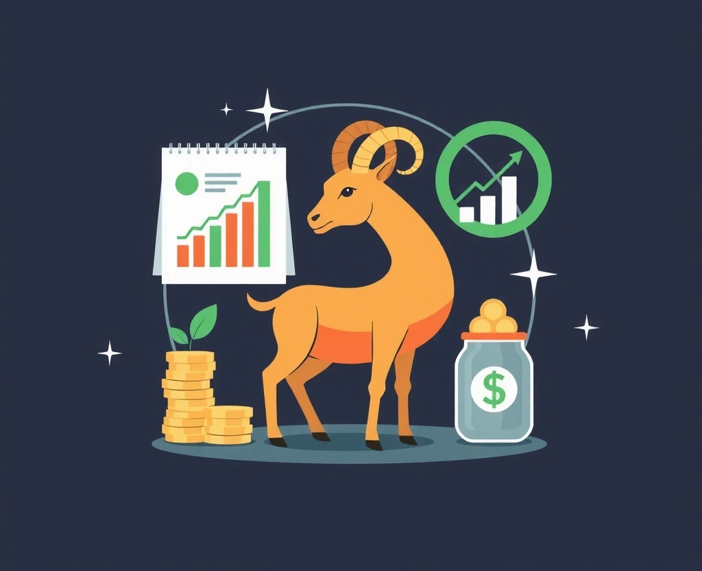 Koziorożec planujący budżet i inwestycje - ilustracja finansowa