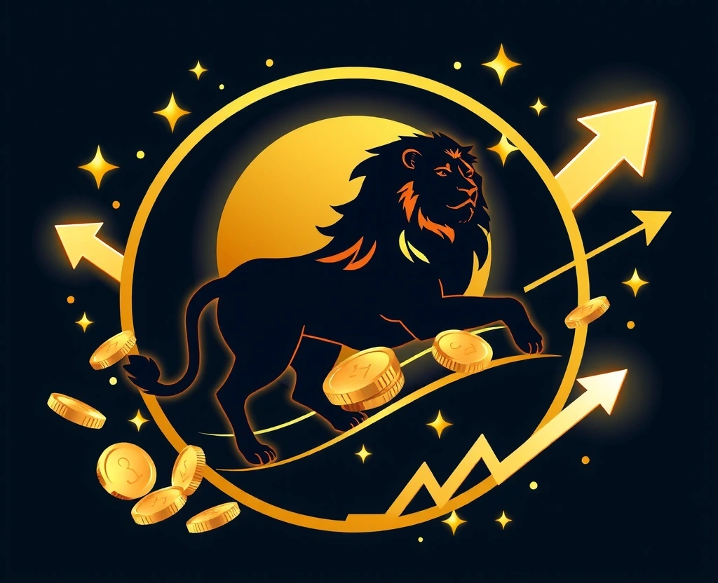 Leo financial prosperity visualization with golden elements