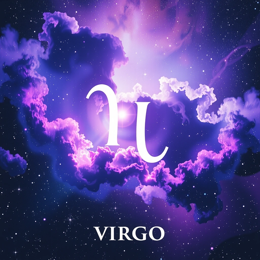 Astrologiczny znak Panny w kosmicznym tle z gwiazdami i mgławicami