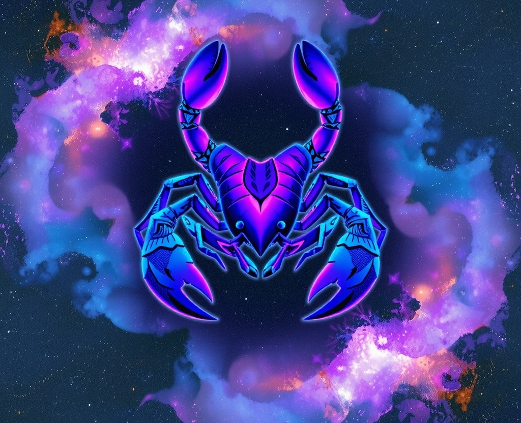 Skorpion w kosmosie - znak zodiaku Skorpiona otoczony gwiazdami i mgławicami