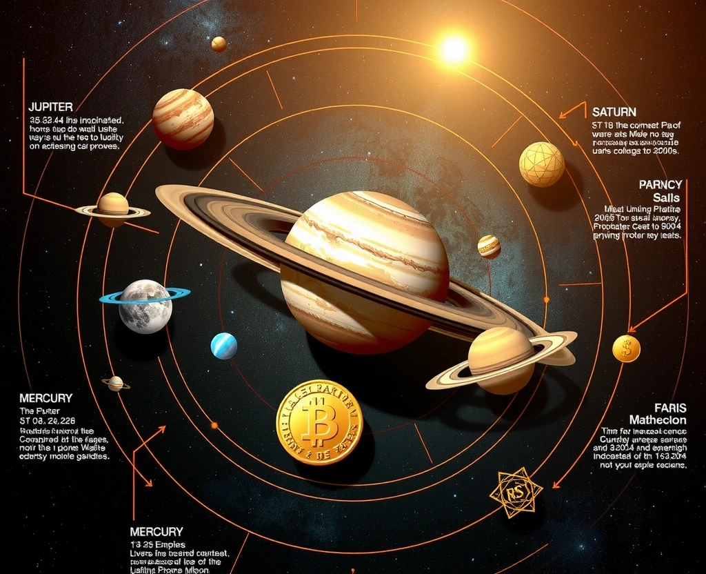 Diagram wpływu planet na finanse ze słońcem i planetami