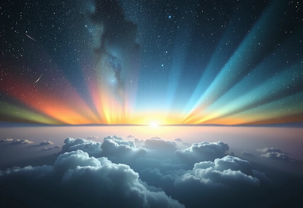 Kosmiczny wszechświat z gwiazdami i światłem